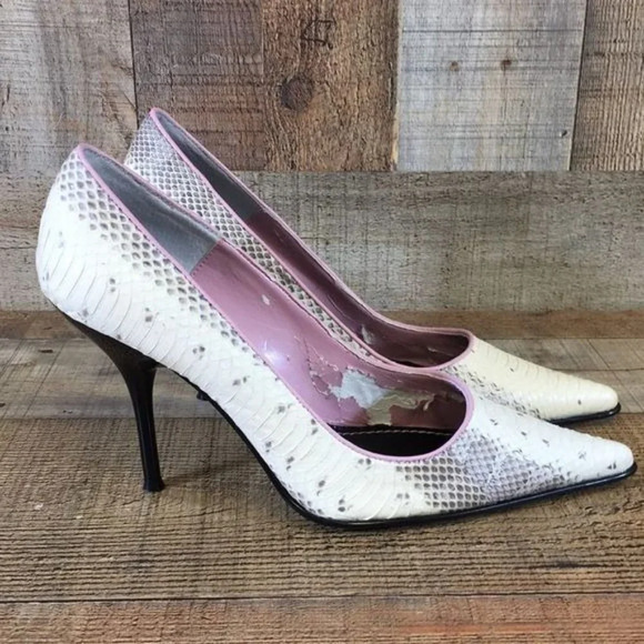 Steve Madden Shoes - Steve Madden White Gray Leather Animal Print‎ Kaylee Pumps Womens 9B Stiletto